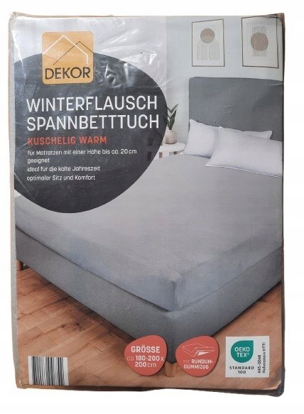 Prześcieradło zimowe z gumką 180-200x200cm szare