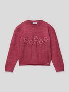 Swetry dla dziewczynek - Sweter z dzianiny z kwiatowym wzorem - miniaturka - grafika 1