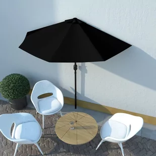 vidaXL Półparasol balkonowy, aluminiowy słupek, czarny, 270x135x245 cm vidaXL - Parasole ogrodowe - miniaturka - grafika 1