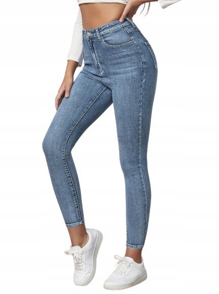 SHEIN JEANSY DAMSKIE NIEBIESKIE GŁADKIE M ŁŁA