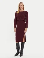 Sukienki - Morgan Sukienka dzianinowa 242-RMONA Bordowy Slim Fit - miniaturka - grafika 1