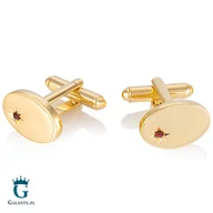 Spinki do mankietów i krawatów - Złote spinki do mankietów z rubinowym kryształem PS-035 - miniaturka - grafika 1