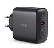 Ładowarki do telefonów - Aukey Omnia II PA-B6T-BK GaN, 2x USB-C, USB-A, QC, PD 65W, czarny - miniaturka - grafika 1