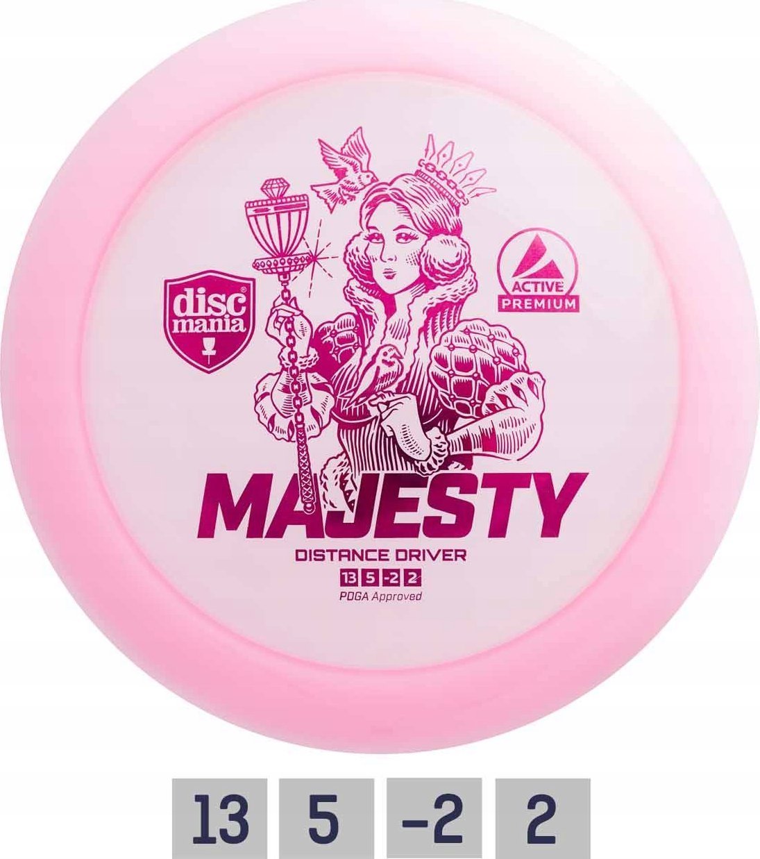 Discmania Pink Diskgolfo diskas Distance Driver MAJESTY Active Premium Rožinė