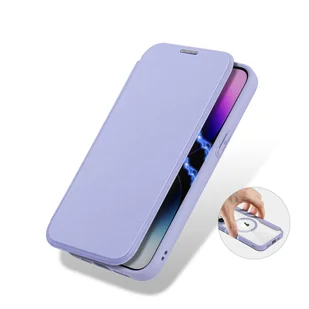 Etui iPhone 15 Pro Max magnetyczny pokrowiec MagSafe z klapką Dux Ducis Skin X Pro - fioletowe - Etui i futerały do telefonów - miniaturka - grafika 5