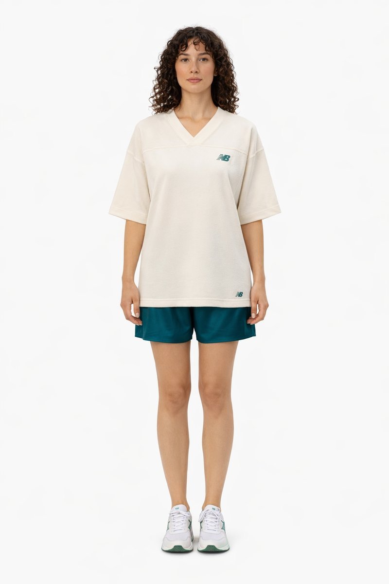 NEW BALANCE KREMOWY T SHIRT Z NUMEREM 9 NA PLECACH BAWEŁNA S I3A