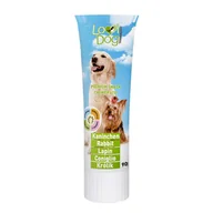 Suplementy i witaminy dla psów - Lovi Dog Snack Creme Pate Rabbit - pasztet dla psa w tubce, z królikiem i witaminami 90g - miniaturka - grafika 1