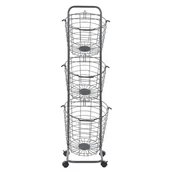 Koszyki łazienkowe - Stojak Z 3 Koszami Na Kółkach Metalowy Szary Ayapal! - miniaturka - grafika 1