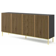 Komody - Czarna komoda z lamelowym frontem dąb artisan - Melis 7X - miniaturka - grafika 1