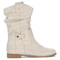 Botki damskie - Maciejka Botki Damskie Skórzane Welurowe Jasny Beżowy-36 - miniaturka - grafika 1