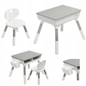 Zestawy mebli dla dzieci - KOMPLET STOLIK Z KRZESEŁKIEM DLA DZIECI | MEBLE DZIECIĘCE | PIERWSZE BIURKO | BIAŁY SZARY | STOLICZEK DLA DZIECI - miniaturka - grafika 1