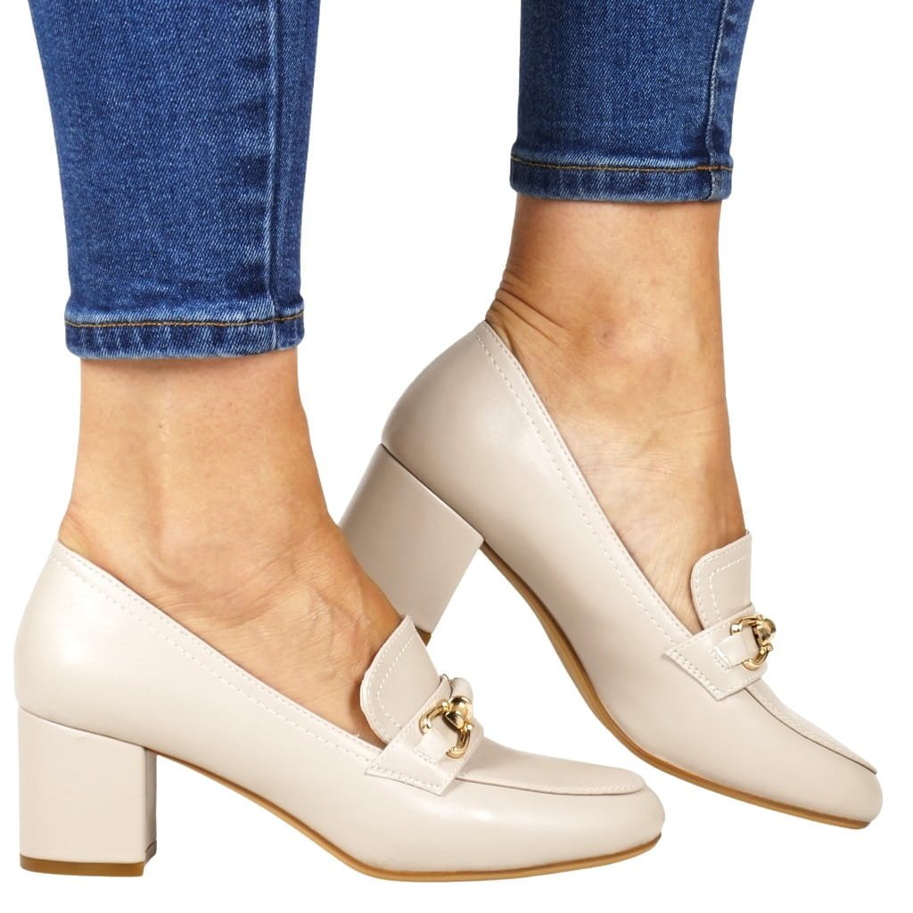 DAMSKIE CZÓŁENKA PÓŁBUTY NA OBCASIE SERGIO LEONE 146 BEŻOWE