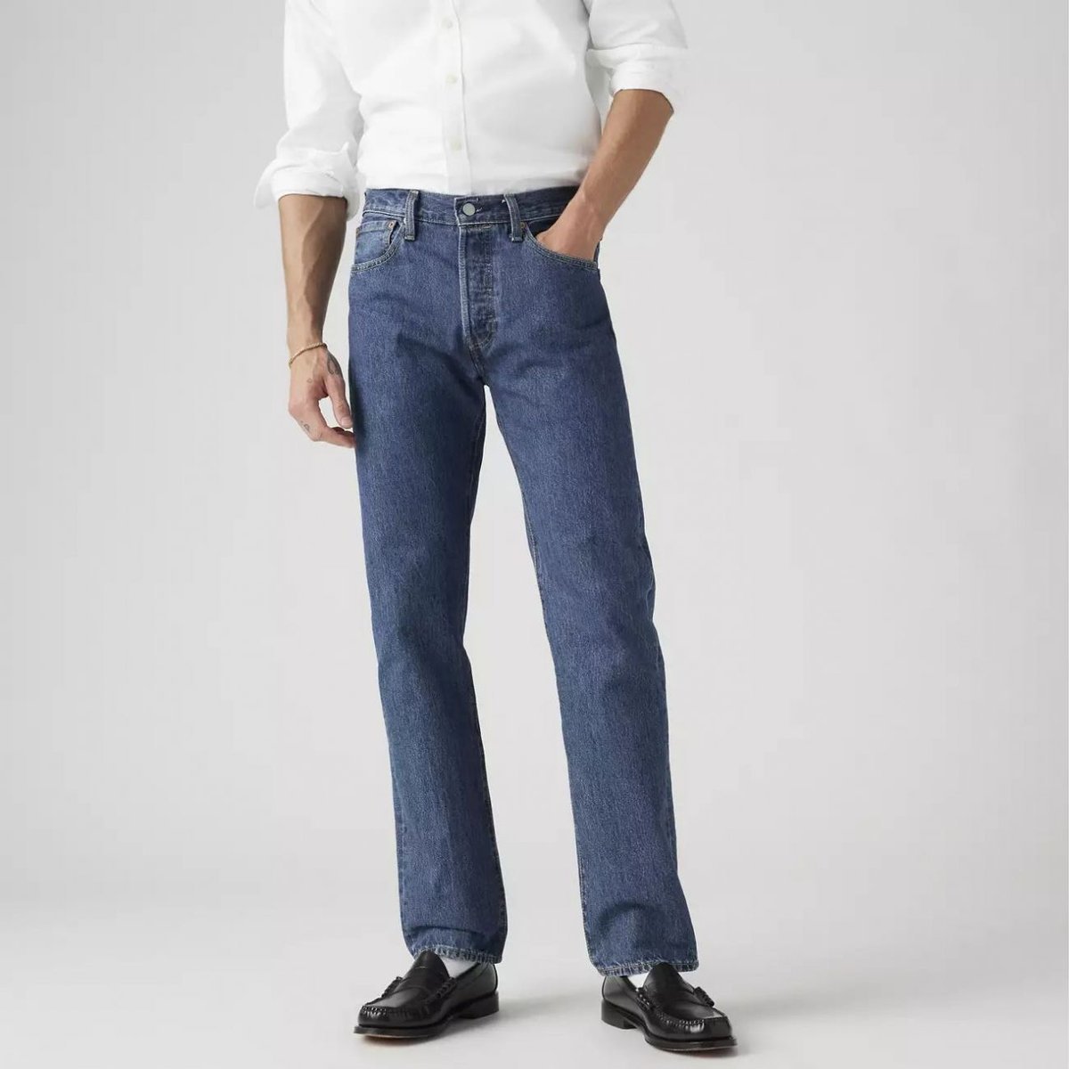 jeansy męskie levis 00501 0114 - 501 original stonewash