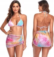 Stroje kąpielowe - Pan i Pani Gadżet Strój kąpielowy bikini tęczowe ombre spódniczka - miniaturka - grafika 1