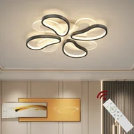 Lampy sufitowe - Lampa sufitowa LED 2139-4HS 60cm czarna lakierowana metalowa rama z pilotem regulacja barwy/jasności światła lampa sufitowa do salonu dimmba - miniaturka - grafika 1