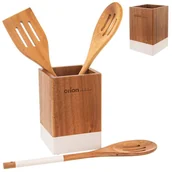 Suszarki do naczyń - Orion Stojak pojemnik organizer na przybory kuchenne sztućce drewniany kuchenny 10x10x15 cm whiteline O-122975 + O-122975 - miniaturka - grafika 1