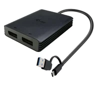 Huby USB - i-Tec CADUAL4KDP USB-A/USB-C Dual 4K/60 Hz DisplayPort Czarny - miniaturka - grafika 1