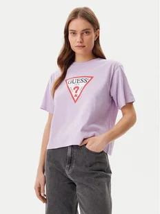 Guess Jeans T-Shirt W4YI73 K8HM0 Fioletowy Boxy Fit - Koszulki i topy damskie - miniaturka - grafika 1