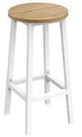 Taborety i hokery - Nowoczesny hoker z podnóżkiem dąb sonoma + biały R7-A43 - miniaturka - grafika 1
