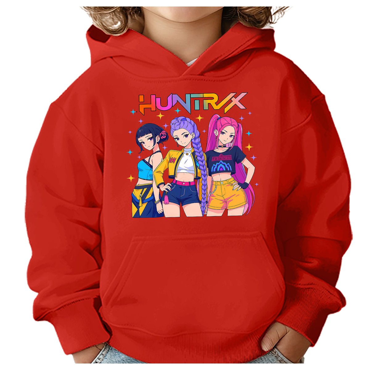 BLUZA DZIECIĘCA KPOP DEMON HUNTERS HUNTRIX 122-128 Z KAPTUREM BAWEŁNIANA