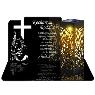 ZNICZ SOLARNY LED WIECZNY PODSTAWKA NA CMENTARZ GRÓB lampka Krzyż 3D DLA RODZICÓW - Lampiony i znicze - miniaturka - grafika 1