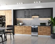 Meble kuchenne - Meble Kuchenne Kuchnia Zestaw Szafki Blat Jola 3,2M Dąb Wotan Grafit - miniaturka - grafika 1
