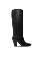 Kozaki damskie - Tommy Hilfiger Kozaki High Cowboy Heel Boot Leather FW0FW08296 Czarny - miniaturka - grafika 1