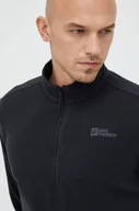 Bluzy męskie - Jack Wolfskin bluza sportowa Taunus męska kolor czarny gładka 1709522 - miniaturka - grafika 1