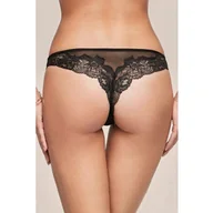 Majtki damskie - Majtki damskie brazyliany z eleganckiej czarnej koronki Saten 180 Lormar - miniaturka - grafika 1