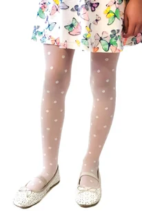 Rajstopy Dziewczęce Komunijne Polskie Kropki Groszki Cienkie Białe 140/146 - Rajstopy - miniaturka - grafika 1