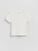 Koszulki dla dziewczynek - Reserved - Bawełniany t-shirt - złamana biel - miniaturka - grafika 1