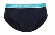 Majtki męskie - Emporio Armani Granatowe Slipy Bawełniane Z Logowanym Paskiem L J2A - miniaturka - grafika 1