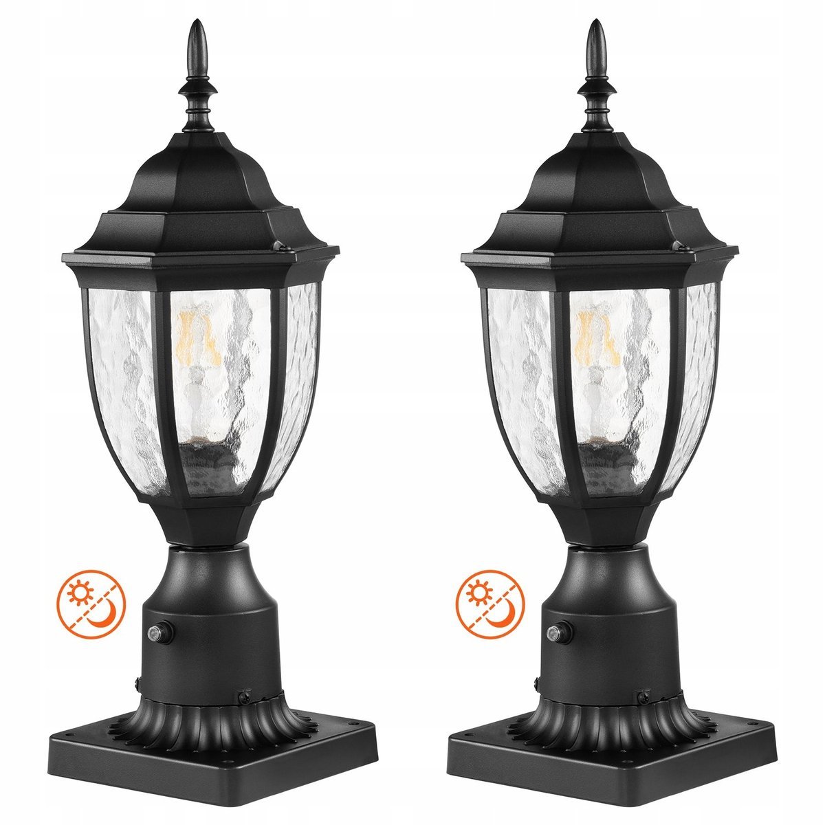 Lampa Ogrodowa Zewnętrzna Słupkowa z Czujnikiem Światła 390 mm 2 Sztuki