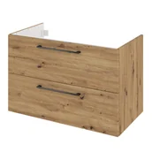 Szafki łazienkowe - Szafka pod umywalkę wisząca Remix 90x46x58 cm brązowa złoty dąb Sensea - miniaturka - grafika 1