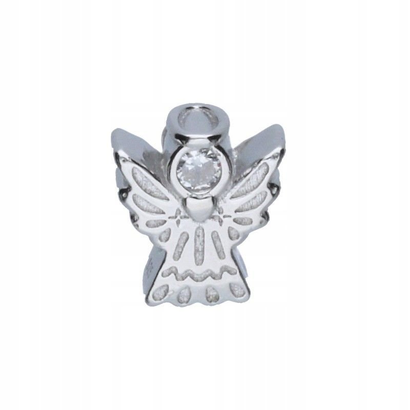 Srebrna Zawieszka BEAD Aniołek 925 wisiorek z cyrkoniami na bransoletę 3mm