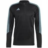 Bluzy męskie - Bluza męska adidas Tiro 23 Club Training Top czarno-błękitna IC1580 M - miniaturka - grafika 1