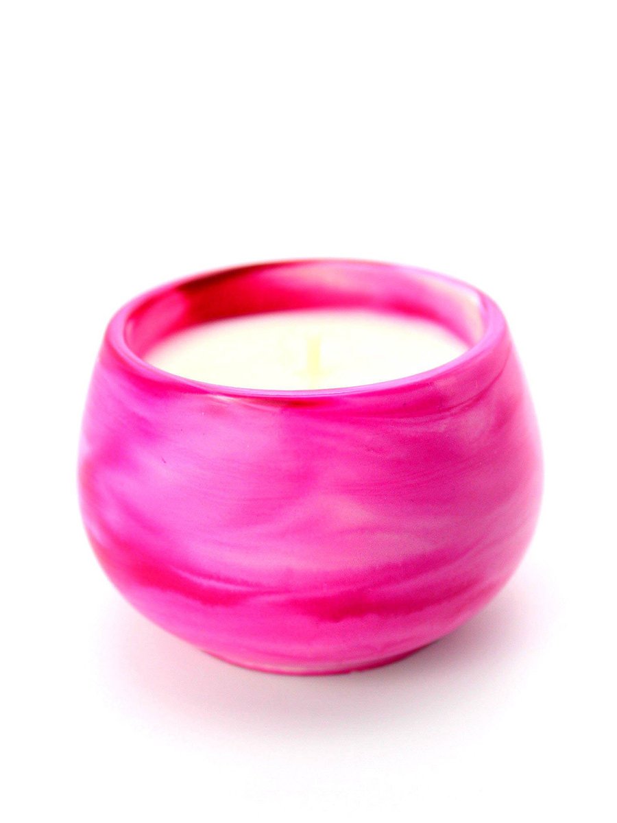 Świeca sojowa zapachowa szałwia i paczula - naturalna, różowe naczynie z gipsu, dekoracja, prezent