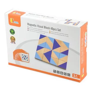Viga Toys Drewniana Mozaika Klocki Drewniane Viga Toys Układanka Logiczna 40 elementów 50642 - Zabawki kreatywne - miniaturka - grafika 1