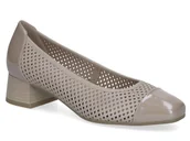 Czółenka - Czółenka damskie skórzane beżowe Caprice 22304 szerokie tęgość H-37,5 - miniaturka - grafika 1