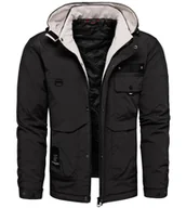 Kurtki męskie - Kurtka męska przejściowa czarna z kapturem Recea - miniaturka - grafika 1