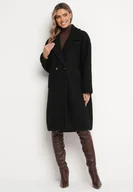 Płaszcze damskie - Czarny Dwurzędowy Płaszcz z Wełną Sora - miniaturka - grafika 1