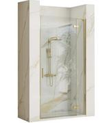 Ścianki i drzwi prysznicowe - Drzwi prysznciowe do wnęki 80 cm szczotkowane złoto uchylne Hugo Rea Gold - miniaturka - grafika 1