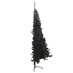 Lumarko Sztuczna choinka połówka ze stojakiem, czarna, 210 cm, PVC - Choinki - miniaturka - grafika 6
