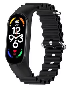 Zamienna silikonowa opaska pasek bransoleta bransoletka OCEAN do Xiaomi Mi Band 3 4 5 6 7 czarna - Akcesoria do smartwatchy - miniaturka - grafika 1