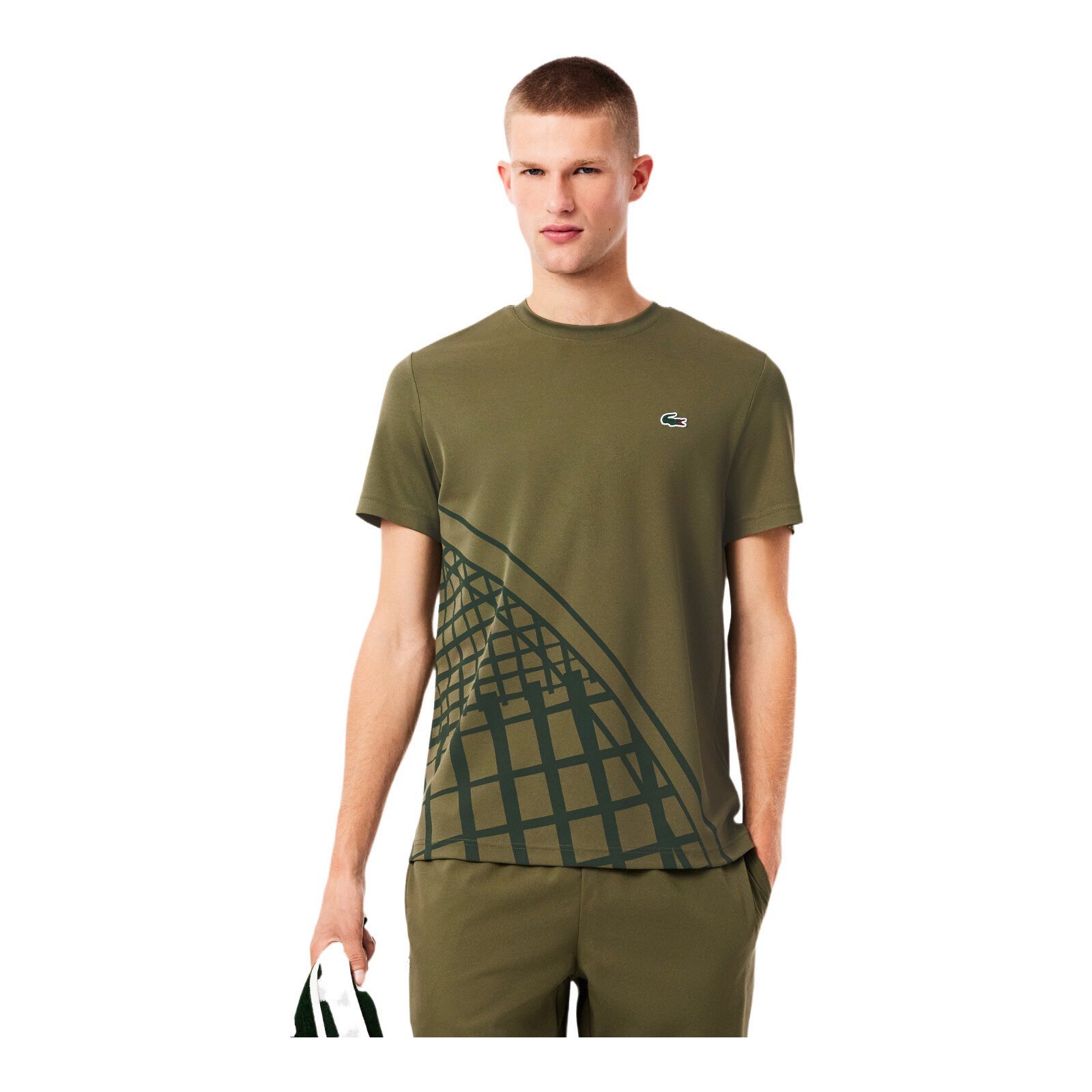 Koszulka męska Lacoste Ultra-Dry Back Print Tennis T-Shirt Olive S