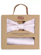 Krawaty i muchy męskie - Finshley & Harding London - Muszka i poszetka męska z jedwabiu, różowy - miniaturka - grafika 1