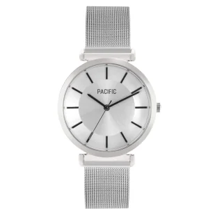 Zegarek Srebrny damski zegarek z bransoleta mesh PACIFIC X6142-01 - Zegarki damskie - miniaturka - grafika 1