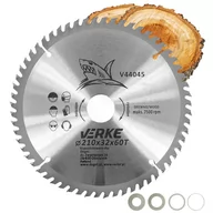 Tarcze do pił - PIŁA TARCZA WIDIOWA DO CIĘCIA DREWNA 210x32 60 ZĘBÓW VERKE V44045 + REDUKCJE - miniaturka - grafika 1