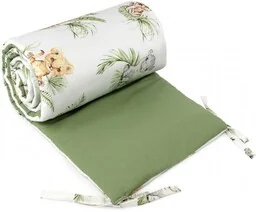 Ochraniacz do łóżeczka na szczebelki, 180x30 - Bawełna 100% - Żyrafa zieleń - Ochraniacze do łóżeczka - miniaturka - grafika 1