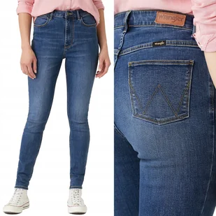 Wrangler SKINNY Marina RURKI Z WYŻSZYM STANEM BLUE DżINS W26 L32 - Spodnie damskie - miniaturka - grafika 1